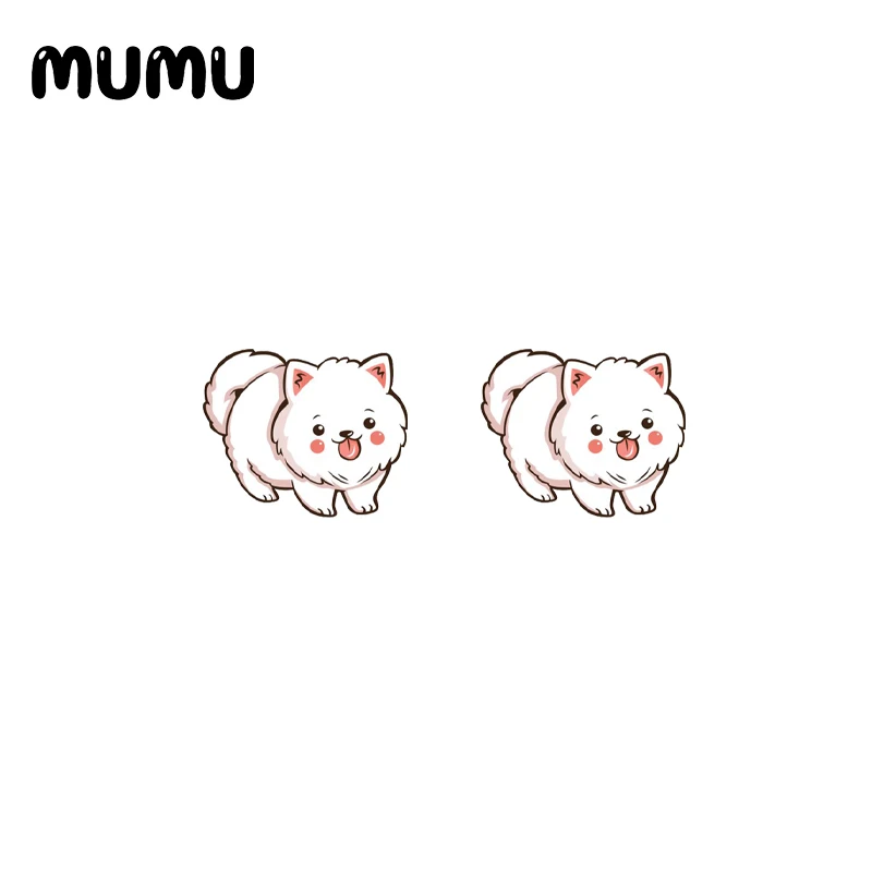 2021 New Pomeranian Dog Stud Earring Dogs Series Epoxy Jewelry Resin Acrylic Earrings Handmade Gifts Girl