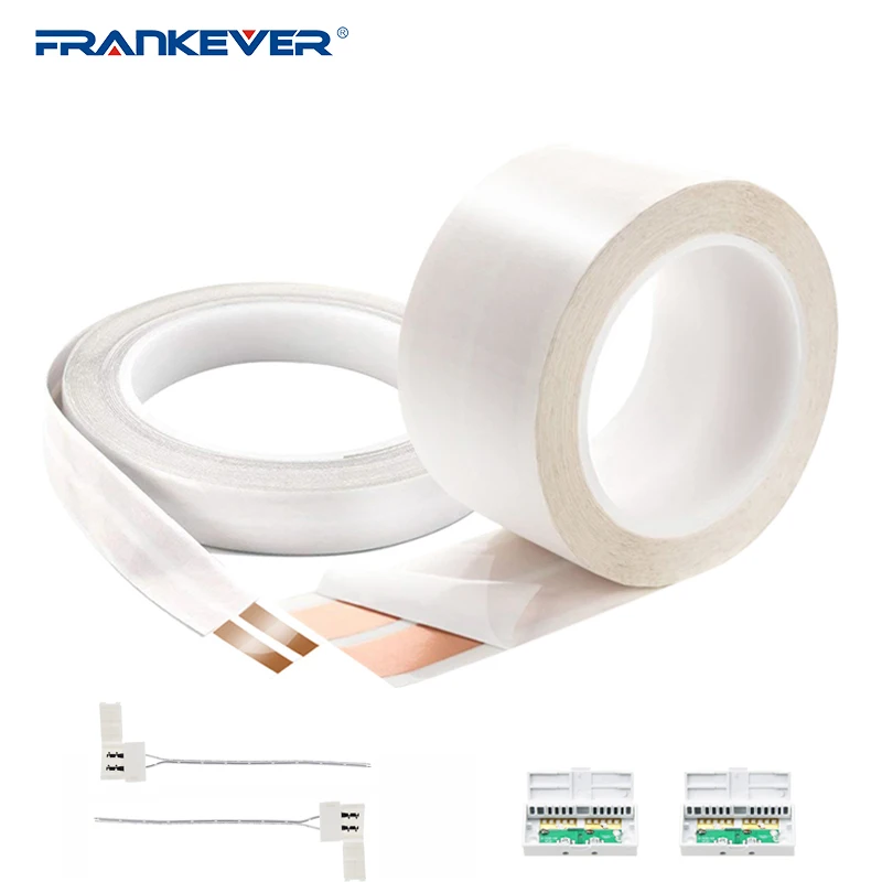 FrankEver Flat Speaker Cable Wires 16 AWG ,Adhesive-On-Wall Audio Led Cable, 2 Copper Conductors, DIY Wall Cable Power Extension