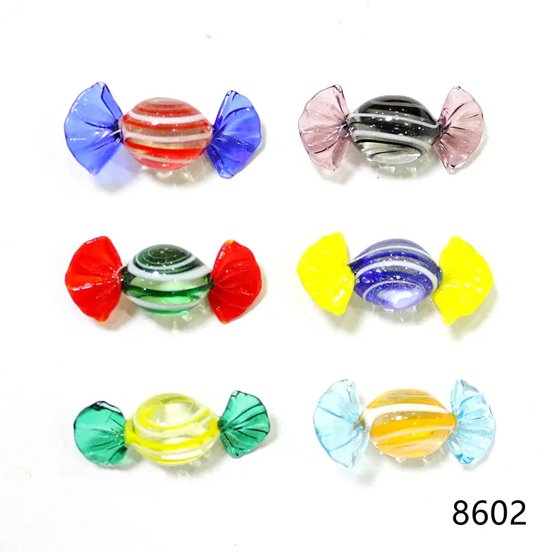 6pcs Colorful Vintage Murano Glass Candy Craft Ornaments For Home Table Favors Wedding Party Gift New Year Christmas Decorations