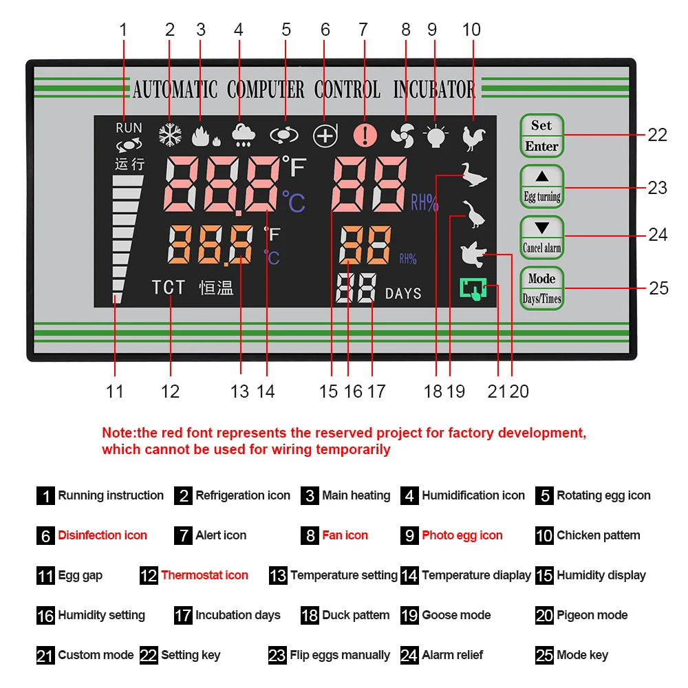 Incubatore di Controllo del Termostato Completamente Automatico E Multifunzionale Uovo di Gallina Incubatrice Sistema di Controllo Xm-18S