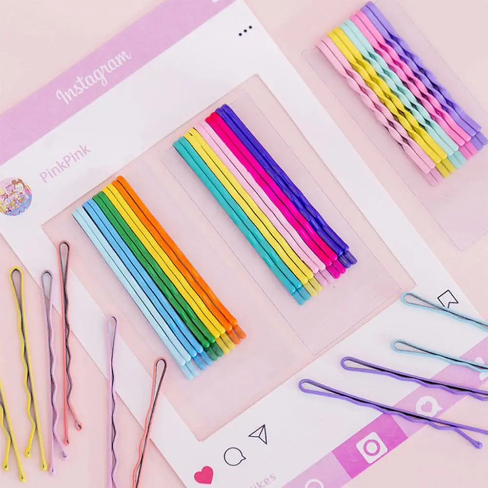 10 قطعة مقاطع الشعر لون الحلوى بنس للشعر المعادن لوحها مجعد المشابك للنساء الفتيات تصفيف إكسسوارات الشعر أغطية الرأس الطويلة