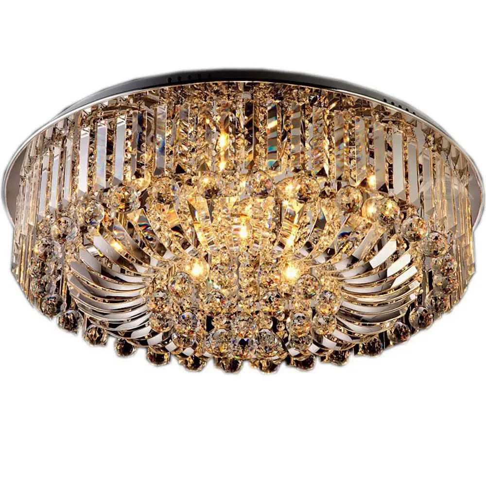 Parlor Ceiling Lamp Tawny Crystal Round Luxury European Noble Living Room Bedroom Hotel Lobby indoor Light