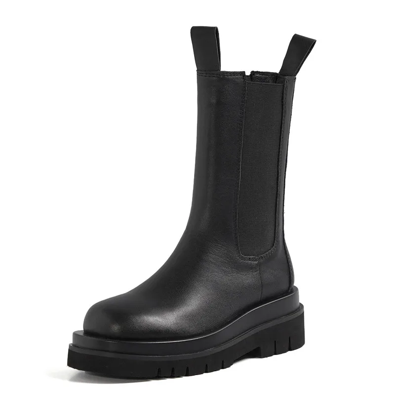 MORAZORA Size 33-43 Fashion Genuine Leather Boots Women Thick Sole Chelsea Boots British Style Winter Platform Ankle Boots