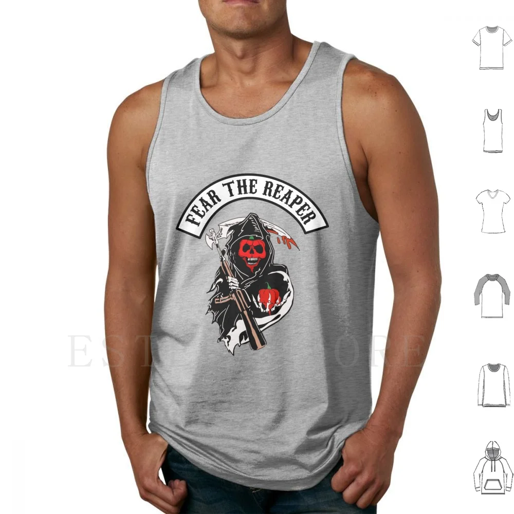 Fear The Carolina Reaper Camisetas sin mangas Chaleco Sin mangas Fear The Reaper Carolina Reaper Hot Peppers
