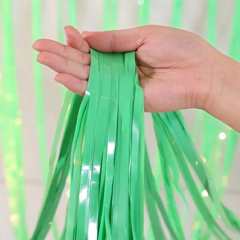 New 2m Gradient Rain Silk Curtain Macaron Color Tassel Wedding Room Party Background Wall Layout Decoration