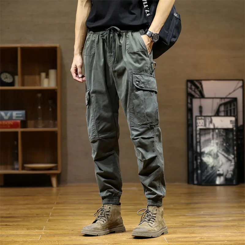 

Men Cotton Cargo Pants Mens Hip Hop Streetwear Jogger Pant Male Harem Trousers Multi-Pocket Casual Tactical Sweatpants