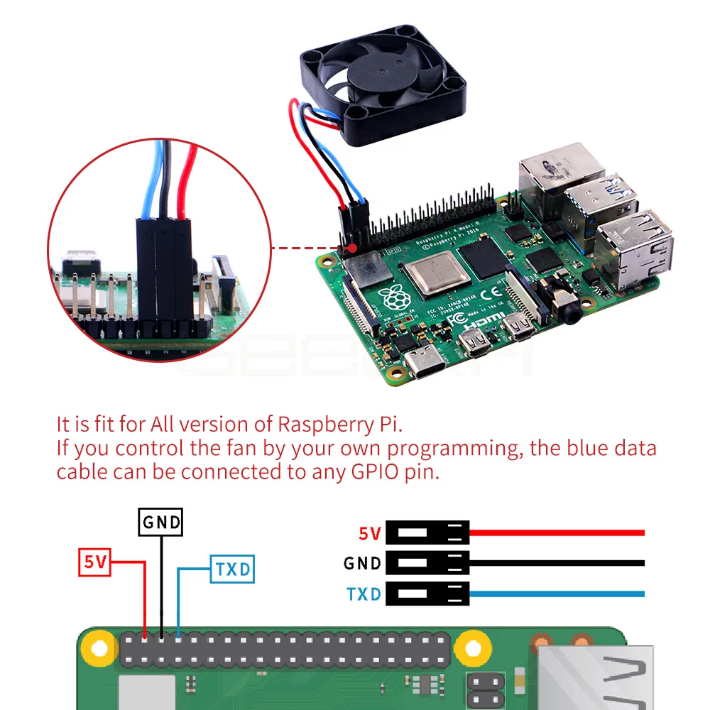 Raspberry Pi 5V Verstelbare Speed Fan 7 Blades Heel Stille Koellichaam Mini Cooling Pwm Ventilator Voor Raspberry Pi