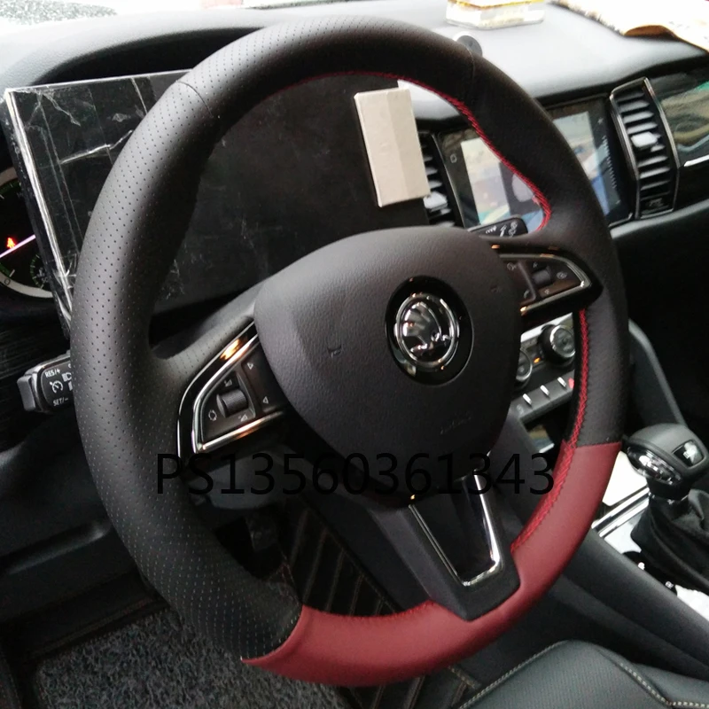 

Suitable for Volkswagen VW T-Cross Sagitar Tayron Lamando Tiguan Bora T-ROC Jetta Passat Hand-sewn leather steering wheel cover