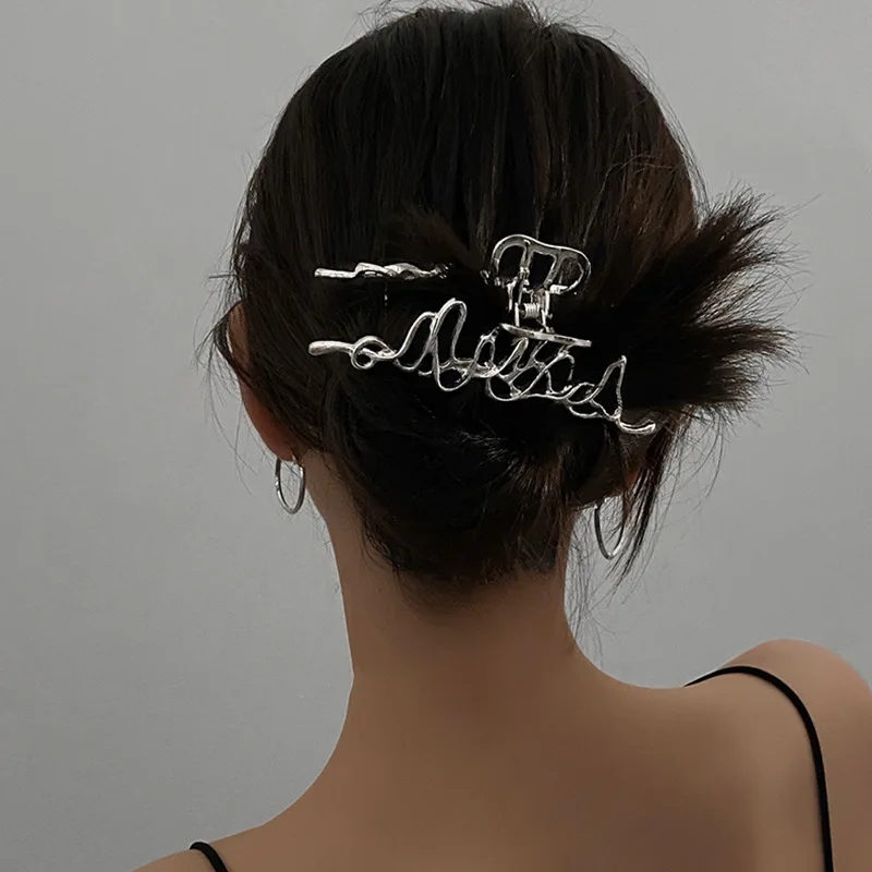 Persönlichkeit geometrische design flüssigkeit form klaue-stil haarnadel weibliche spezielle-förmigen disc haar starke nicht-slip große greifen clip – Detail 6