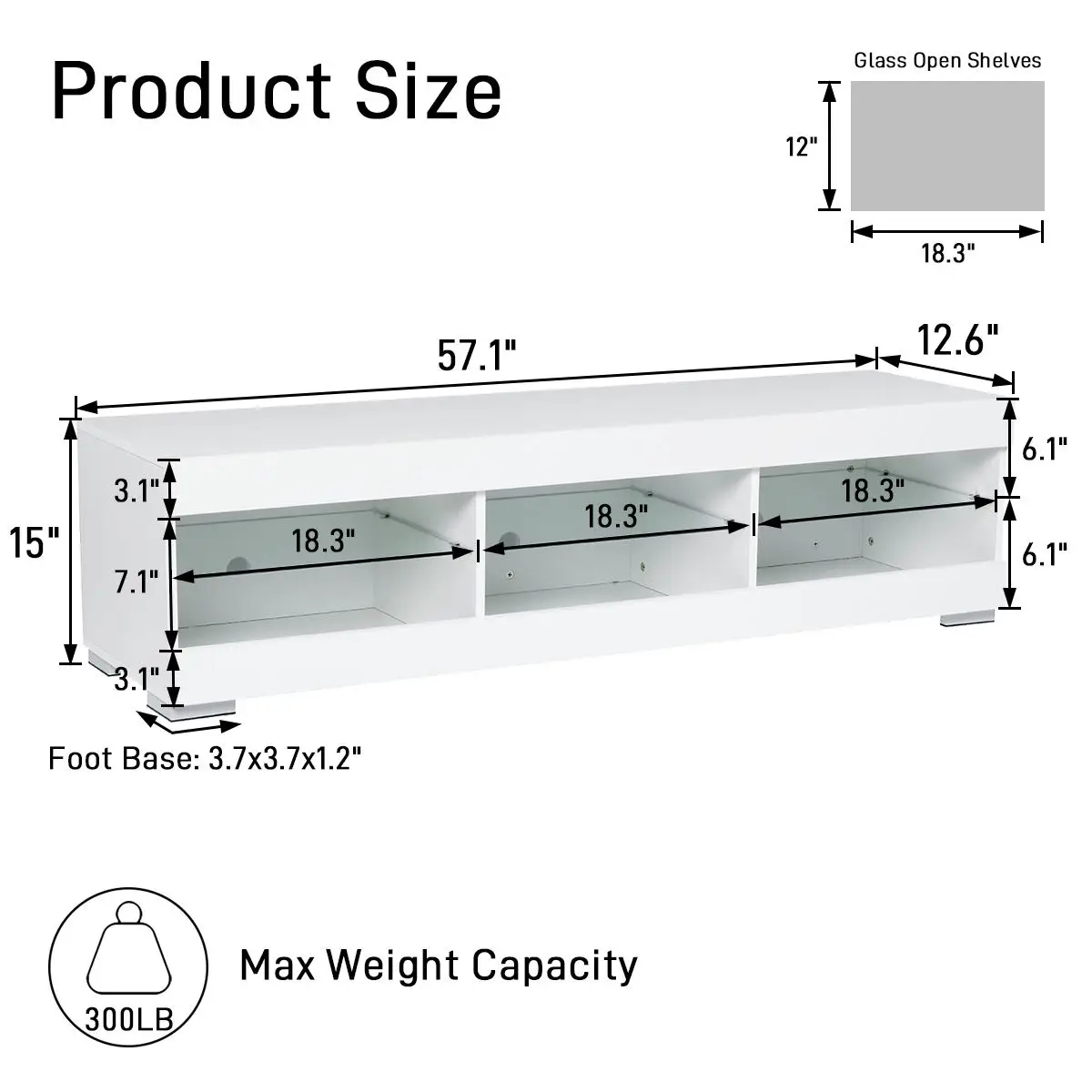 Meuble TV LED RGB de 57 pouces avec 6 tiroirs ouverts, support TV, meuble de salon, livraison aux états-unis