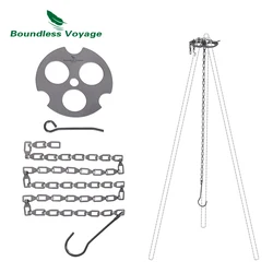 Boundless Voyage Camping Tripod Board Adjustable Titanium Hanging Chain with Hooks Fixed-loop for Pot Grill Ti9012O