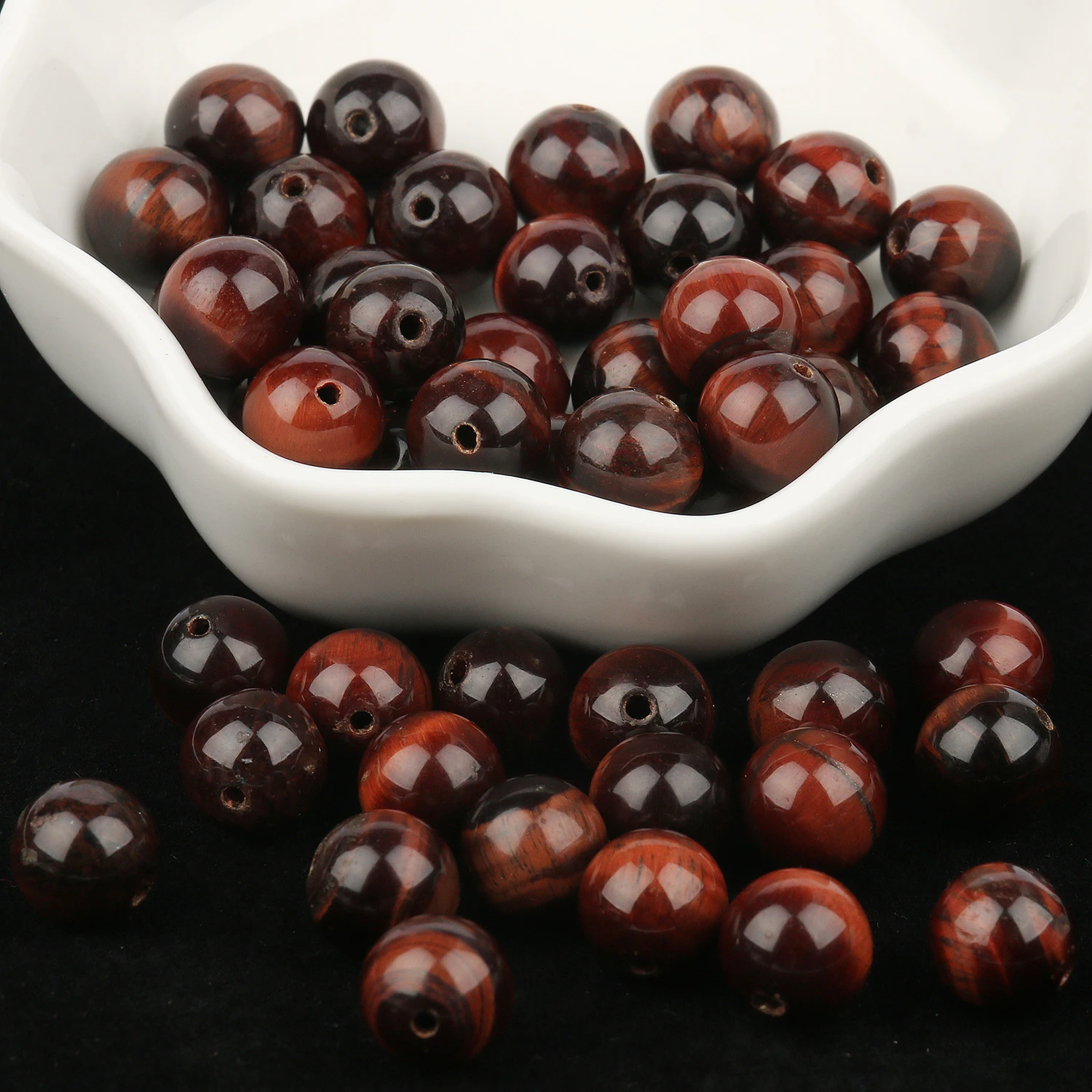 Smooth Red Tiger Eye Beads Natural Stone Round Loose Spacer 4/6/8/10/12mm Beads for Jewelry Making Bracelet Necklace DIY 15\