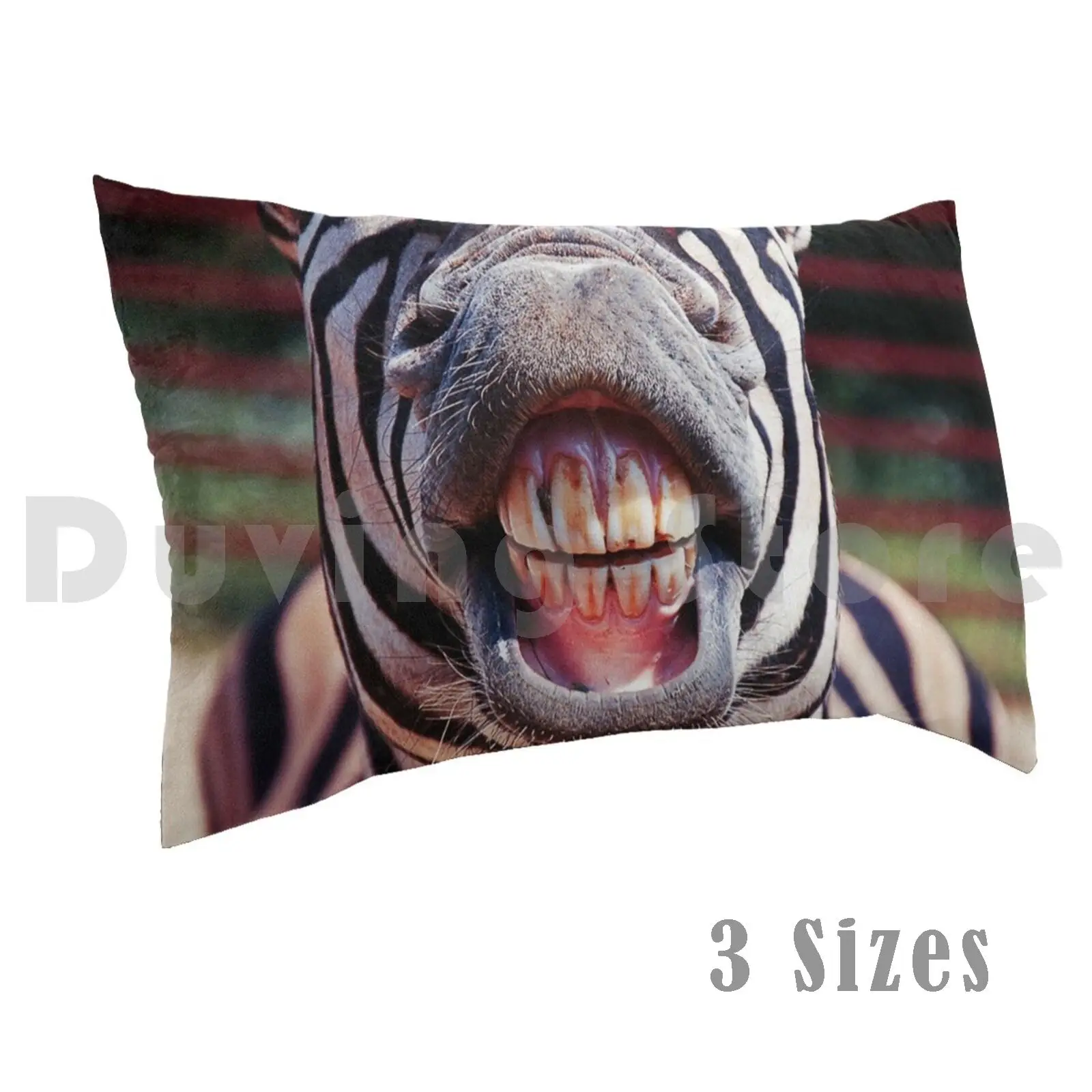 Pillow Case Funny Horse Showing Teeth And Tongue Out Smile Close Up Face Covering Outside