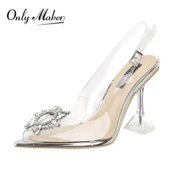 Onlymaker donna Peep Toe Sexy PVC Spike Heels Clear Open Toe sandali in PVC per scarpe estive