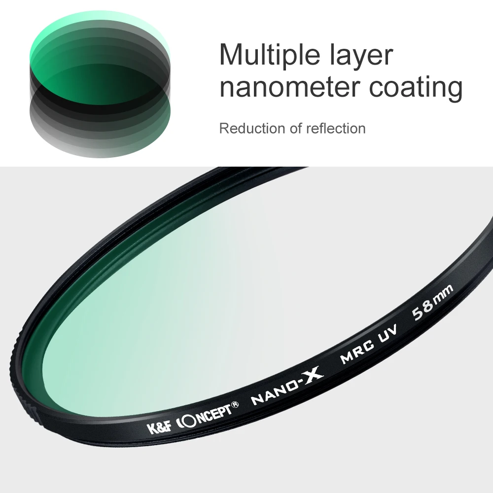 k&F concept HD UV Filter Lens Multi Coated Protection with Nanotech Coatings Ultra Slim MC UV Filter for 49mm 52mm 58mm 62mm 67m