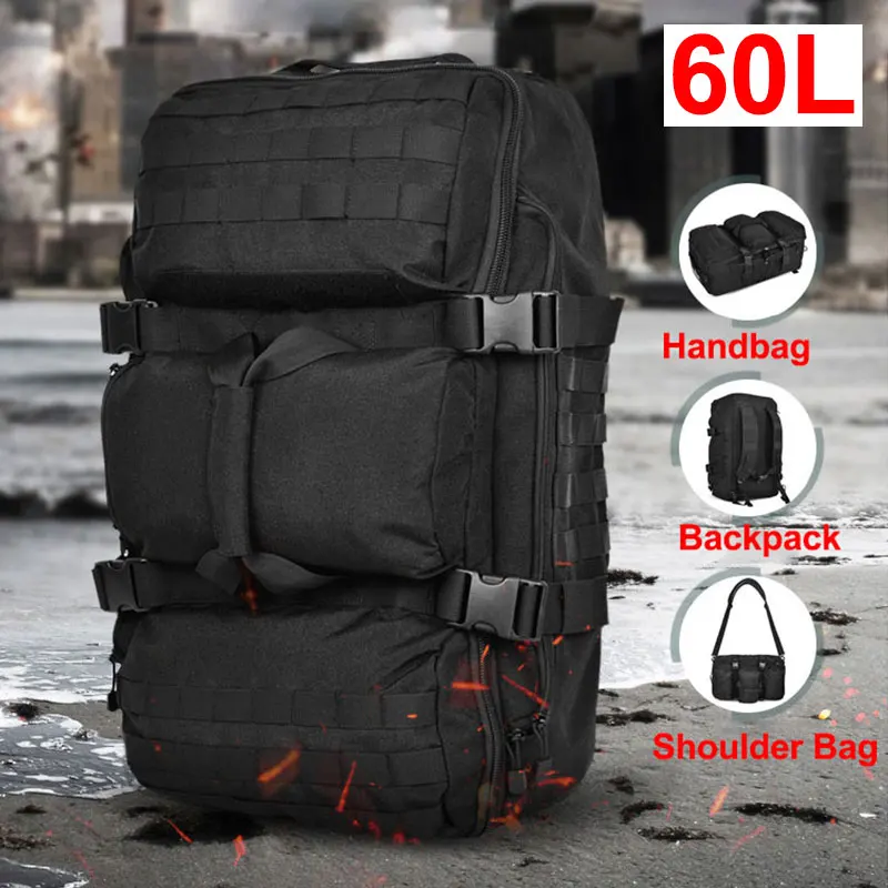 60L Tactical Bag Outdoor Shoulder Package Nylon Backpack Trekking Climbing Travelling Luggage Handbag Bag Camping XA9A