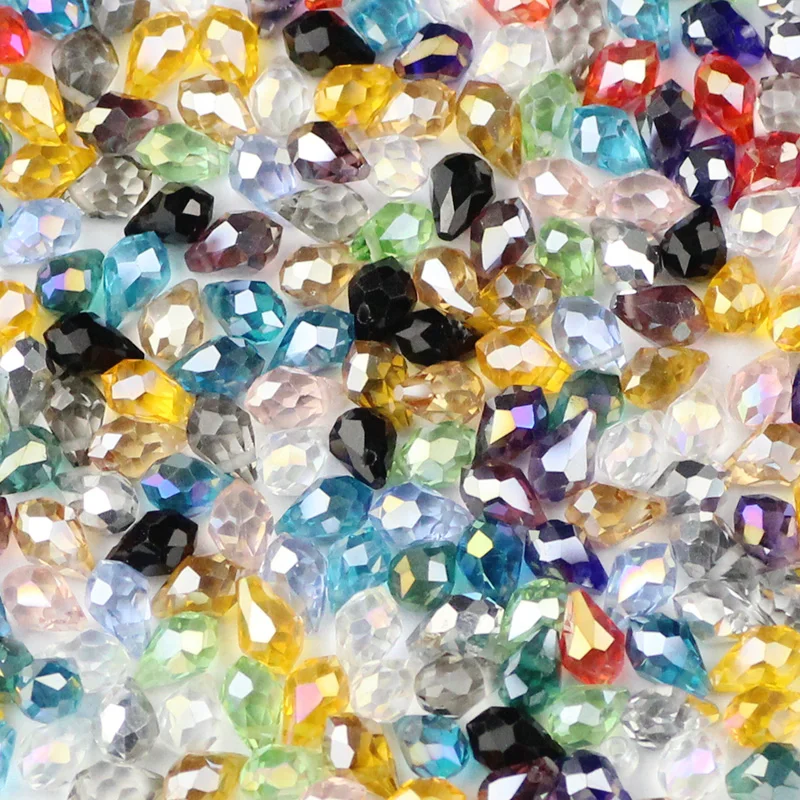 JHNBY Briolette Pendant Waterdrop Austrian crystal beads 5*8mm 50pcs Teardrop glass loose beads for jewelry making bracelet DIY