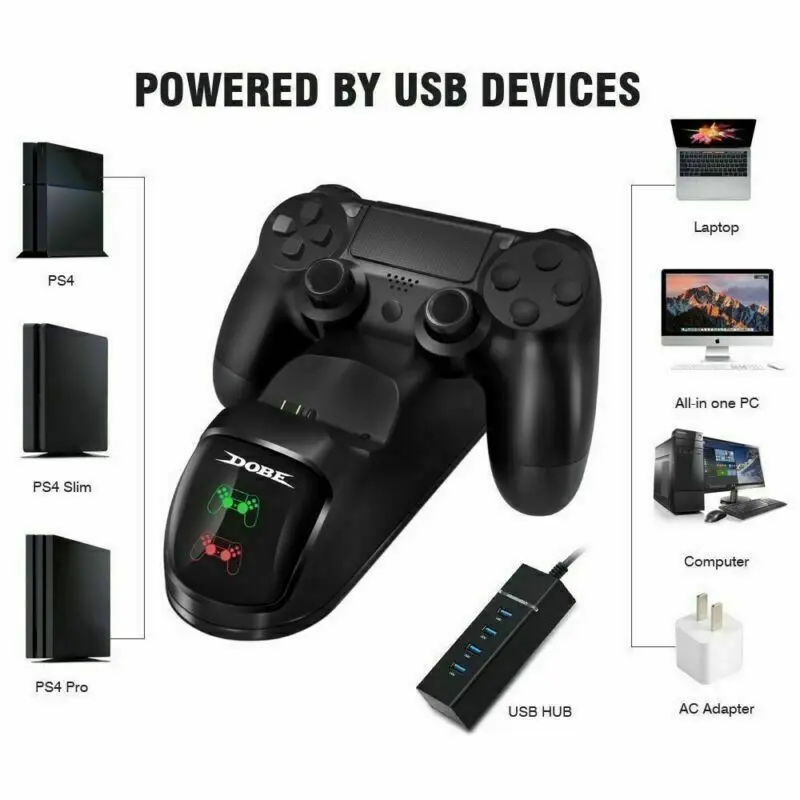 Ps4 duplo controlador estação doca carregador rápido led proteção chip suporte de carregamento para ps4/ps4 magro/ps4 pro controlador joystick