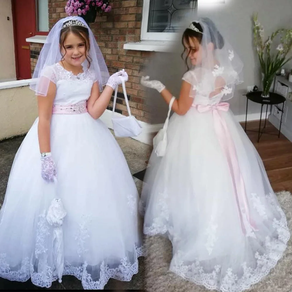

Flower Girl Dresses Ball Gown Tulle Little Girl Wedding Dresses Cheap Communion Pageant Dresses Gowns