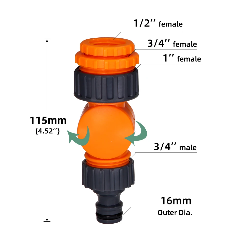 Garden Quick Connector 1/2'' 3/4'' 1'' Female 3-IN-1 Swivel  Adapter Rotatable Water Tap Splitter Irrigation Agriculture Joint