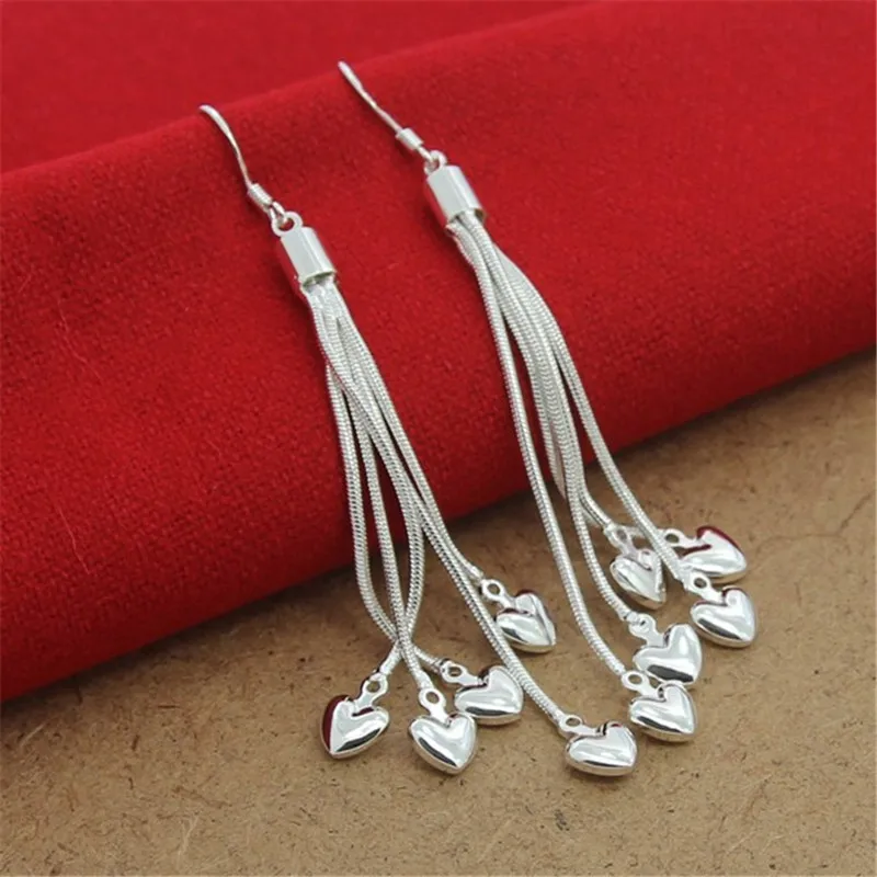 New 925 Sterling Silver Earrings Heart-Shaped Snake Bone Earrings For Women Fashion Jewelry Wedding Gifts