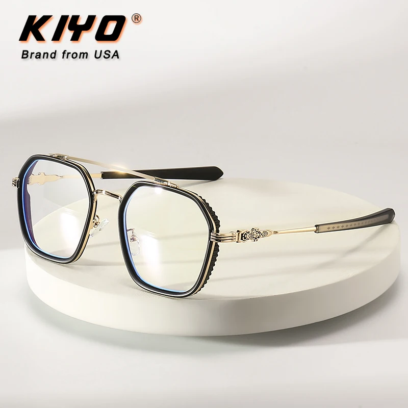 

KIYO Brand 2021 New Women Men Fashion Anti Blue Light Optical Frame TR90 Eyeglasses Frames Polygonal Spectacles Glasses 9734