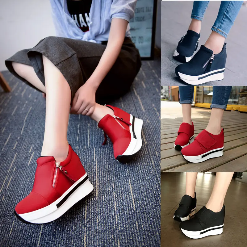 2019 spring and autumn women shoes casual shoes comfortable platform women shoes high heels enhanced shoe women vulcanized shoes