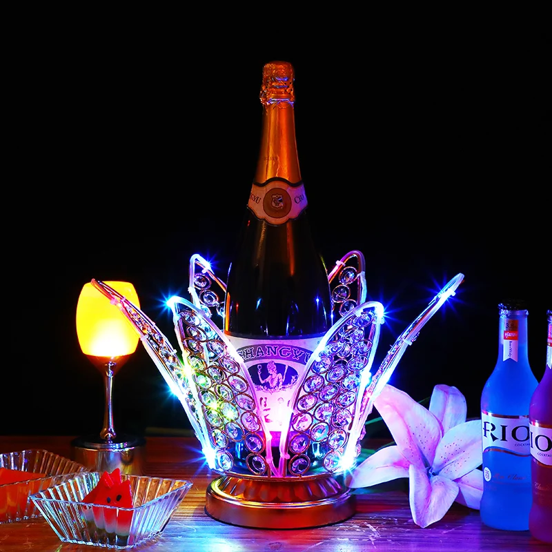 Lotus flower rechargeable LED Luminous Beer Wine Holder Glowing Champagne Cocktail Drinkware Holder disco party bar accessories