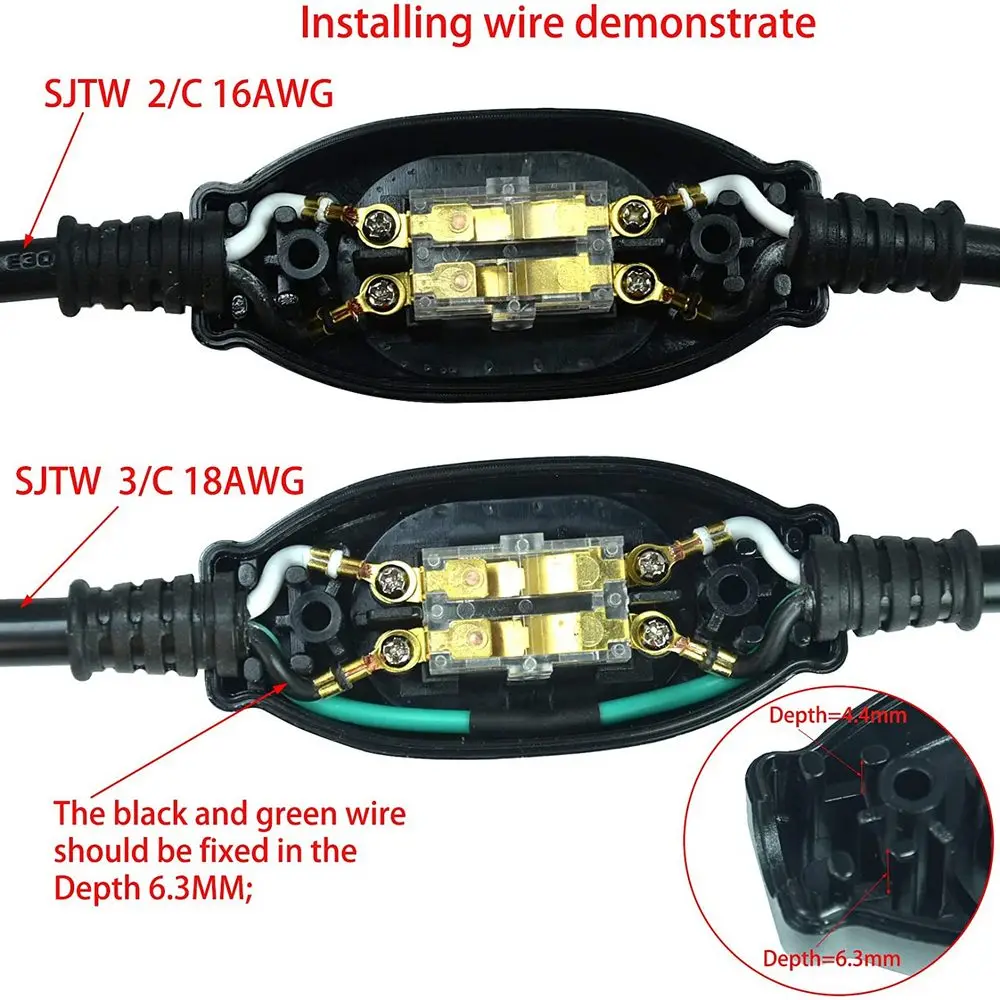 IP65 Waterproof Inline On/Off Rocker Cable Cord Switch AC100~250V 3A