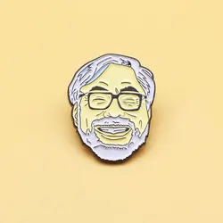 Broche de retrato de cabeza Miyazaki Hayao y alfileres de esmalte Totoro para hombres y mujeres, joyería de moda, regalos, insignias de solapa de película de anime