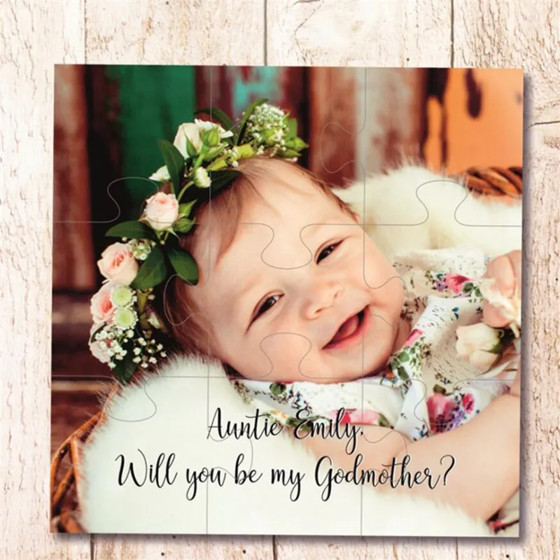 Will you be my Godparents photo puzzle invitation, frame photo gift for Godfather Personalized Godmother gift Godparent present