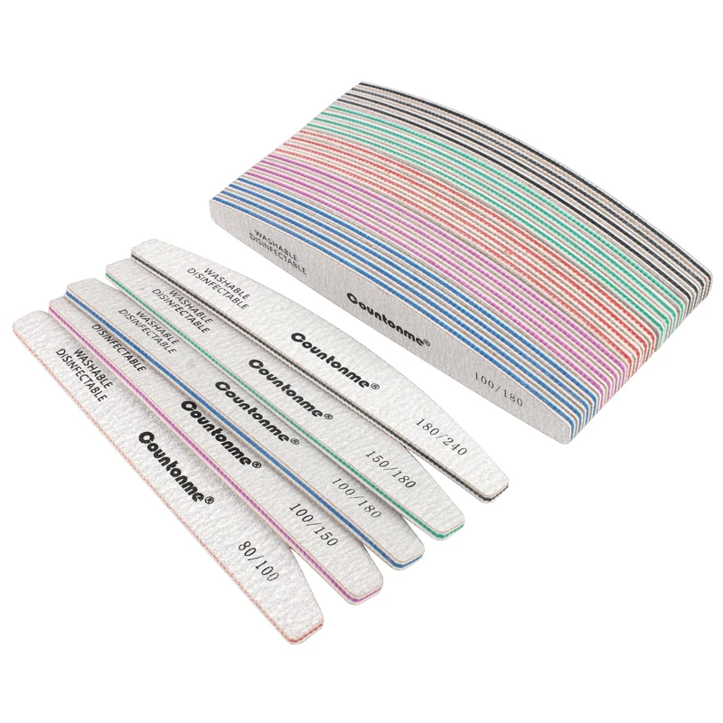 20Pcs/50Pcs nagelvijlen 100 180 Thick Sandpaper Nail Files For Manicure lime a ongle Professionel Boat Thick Stick Nail Supplies