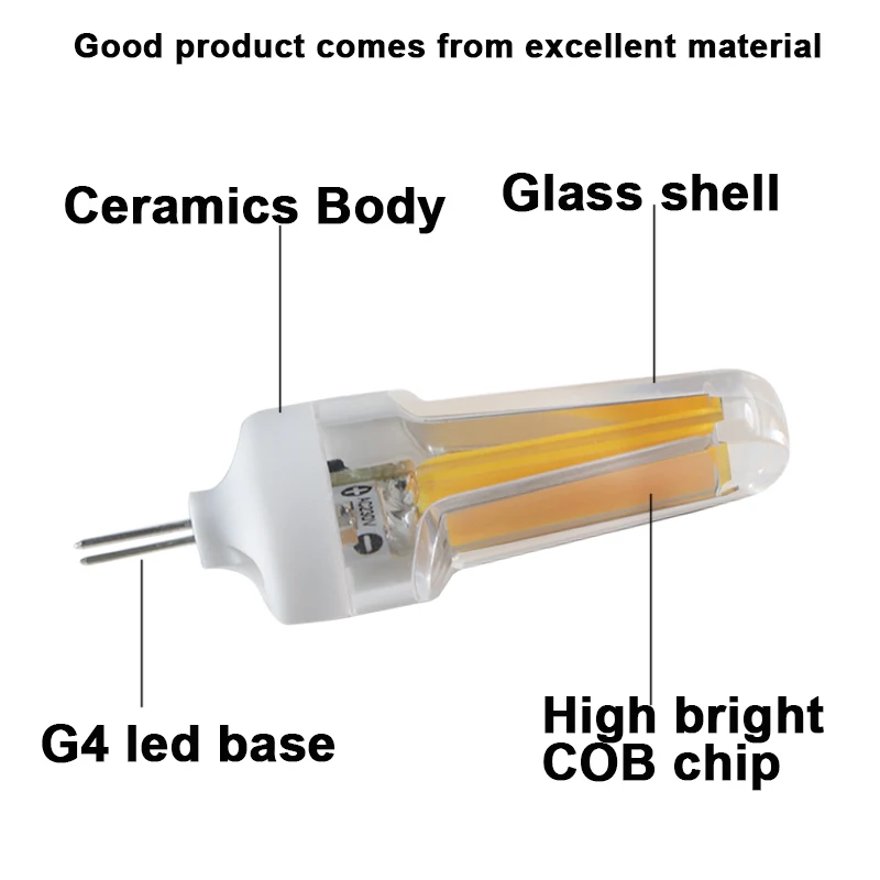 Bombilla G4 lampadina a Led 3W COB Super 110v 220v 12V Dimmer faretto in vetro illuminazione a candela dimmerabile 360 gradi sostituire la lampada alogena