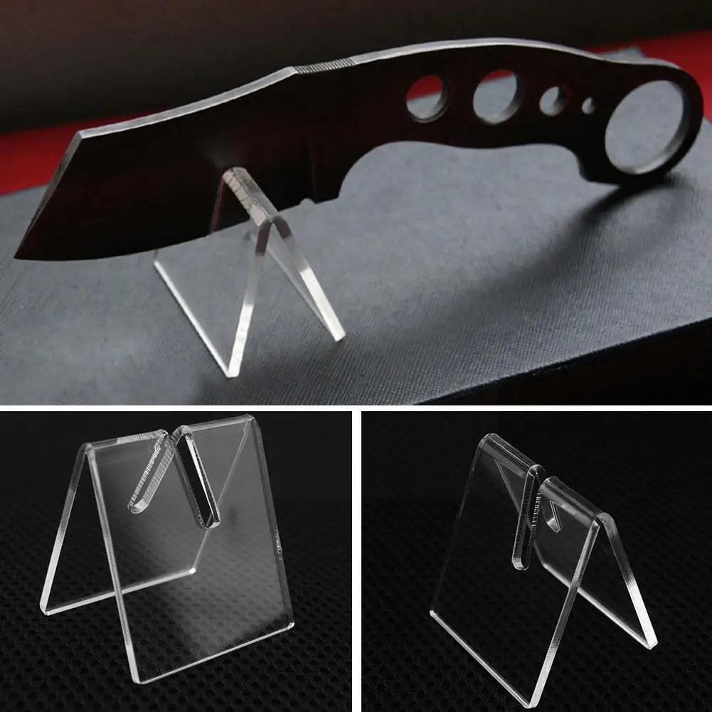 Clear Acrylic Folding Knife Display Stand Holder Pocket Showcase Knives Rack Collectible Small Plates Post Cards Holders B2k8