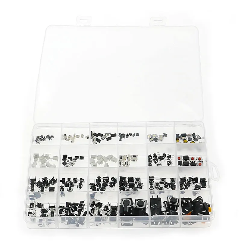 250PCS/Box Micro Switch Assorted Push Button Tact Switches Reset 25Types Mini Leaf Switch SMD DIP 2*4 3*6 4*4 6*6 Diy Kit