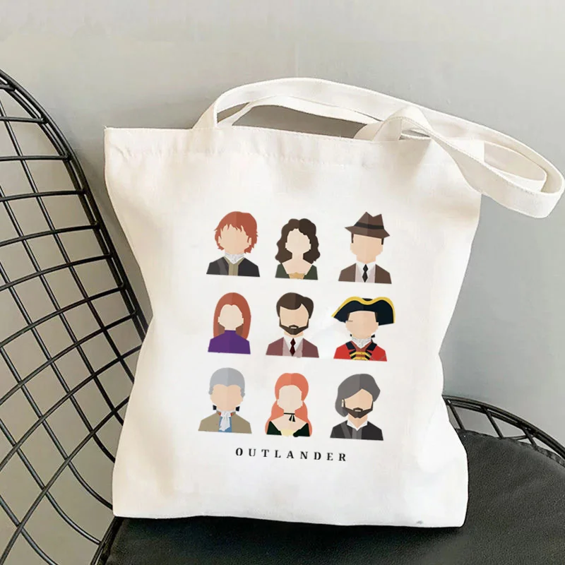 Shopper Outlander Characters Name Bag Harajuku women Shopping Bag Canvas Shopper Bag girl handbag Tote Bag Shoulder Lady Bag