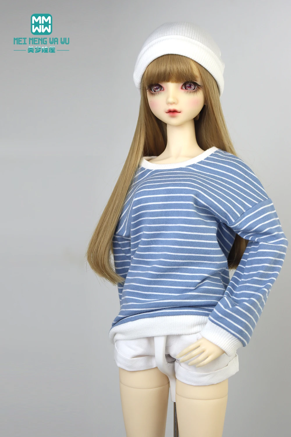 

58-60cm 1/3 SD DD Dolls clothes Toys Ball Jointed Doll accessories Fashion striped sweater, shorts, hat