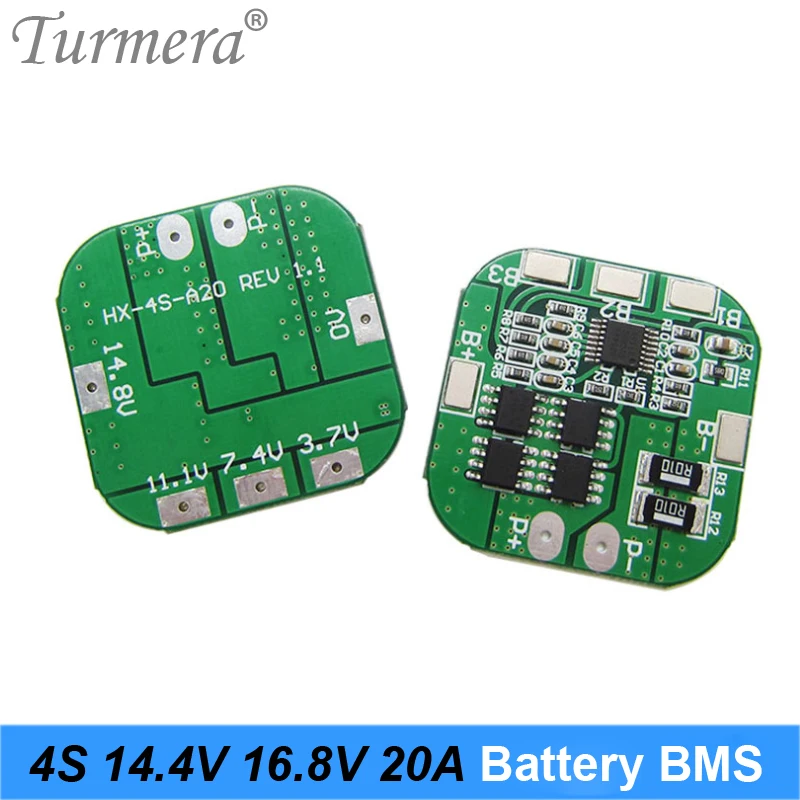 Turmera 4S 14,4 V 16,8 V 20A BMS Płytka zabezpieczająca baterię litową do akumulatora wkrętarki 16,8 V 14,4 V i robotów odkurzających