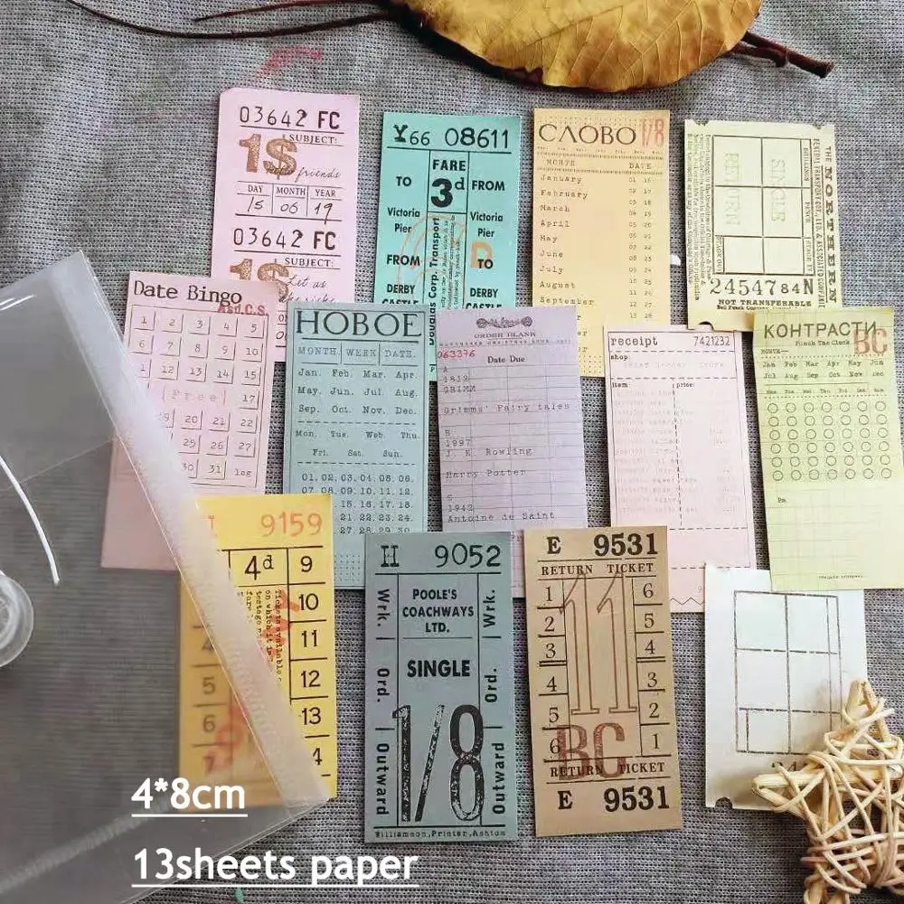 Nikier-Viagem Vintage Ticket adesivos decorativos, Planejador Diário, Álbum, Etiqueta Scrapbooking DIY, Papelaria Jornal, Saco A6, 68 Pcs