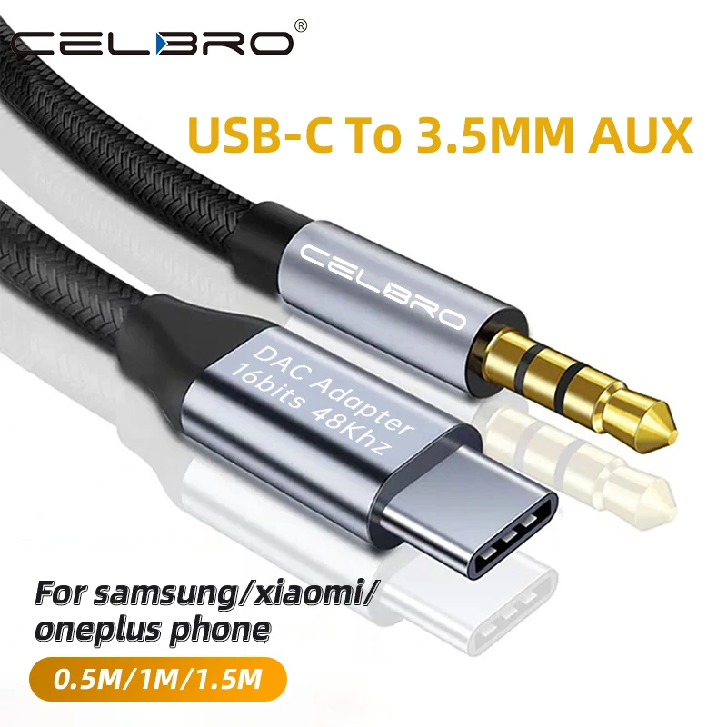 Usb Type C To 3.5mm Aux Audio Cable Jack Adapter Dac Cord Car Speaker Headphone Wire For Samsung S21 Xiaomi 12 Iphone 13 12 tipo