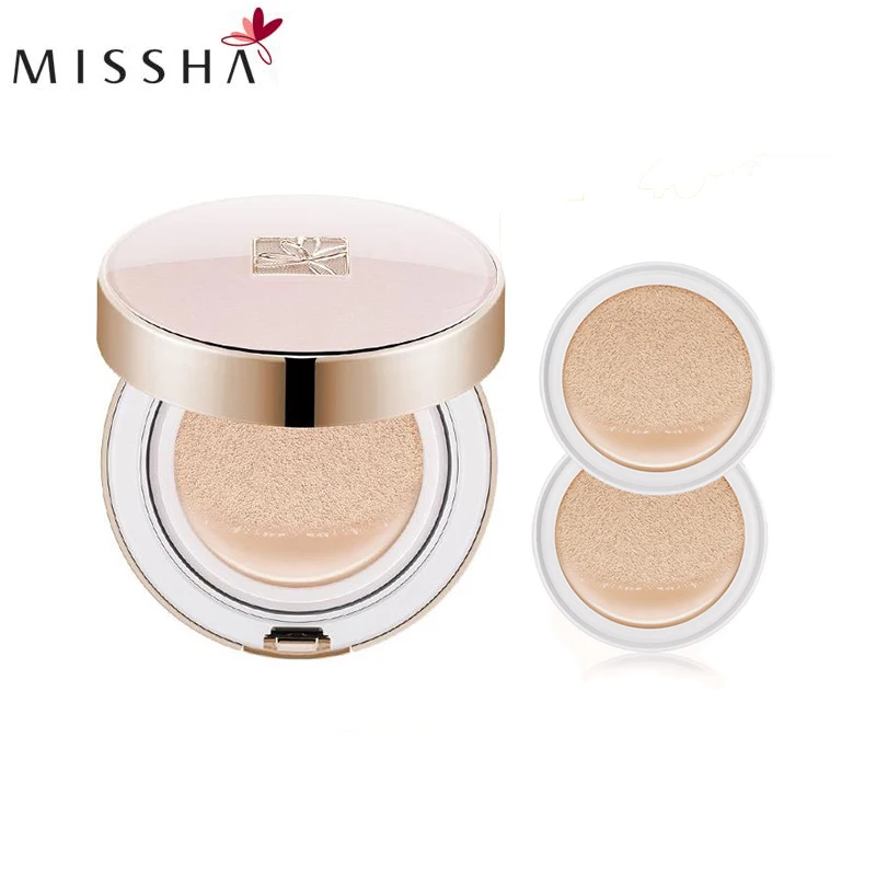 MISSHA Signature Essence Cushion Special SET 14g+( Refill14g*2) SPF50+/PA+++ Korean Air CC Cream Waterproof Brighten Foundation