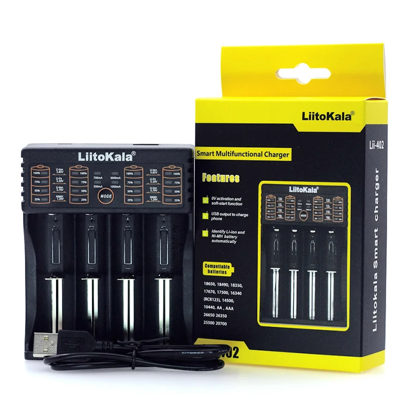 Liitokala Lii-402 18650แบตเตอรี่,ชาร์จ18650 1.2V 3.7V 3.2V AA / AAA 26650 10440 16340แบตเตอรี่ลิเธียม NiMH Charger