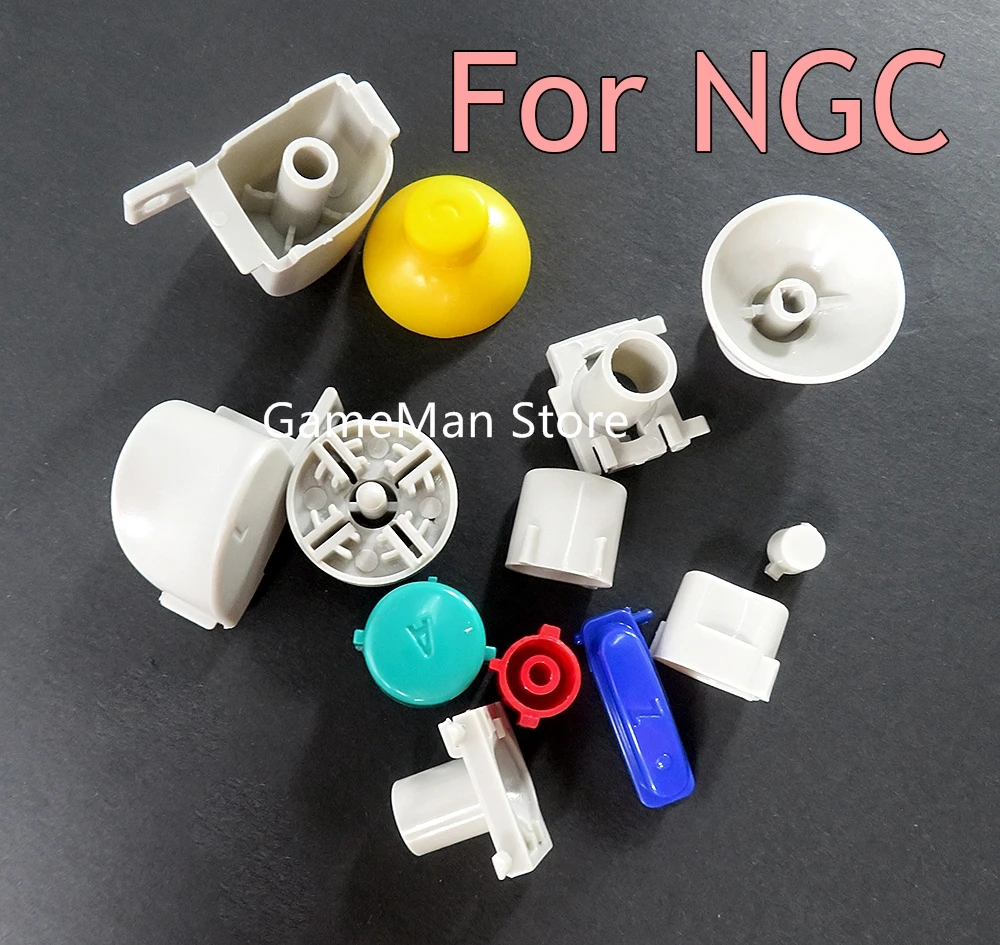 1 Juego para controlador Nintend NGC, teclas de botón táctiles de pulgar coloridas, tapa de cubierta de Joystick de juego L R ABXY Z, botones de teclados