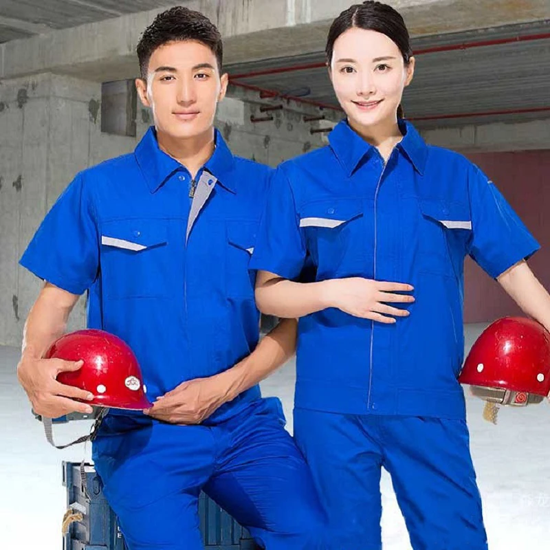 2021new Summer Work Clothing Set Men Women Auto Repair Durable Electricity Installation Mechanical Workshop Labor Worker Uniform