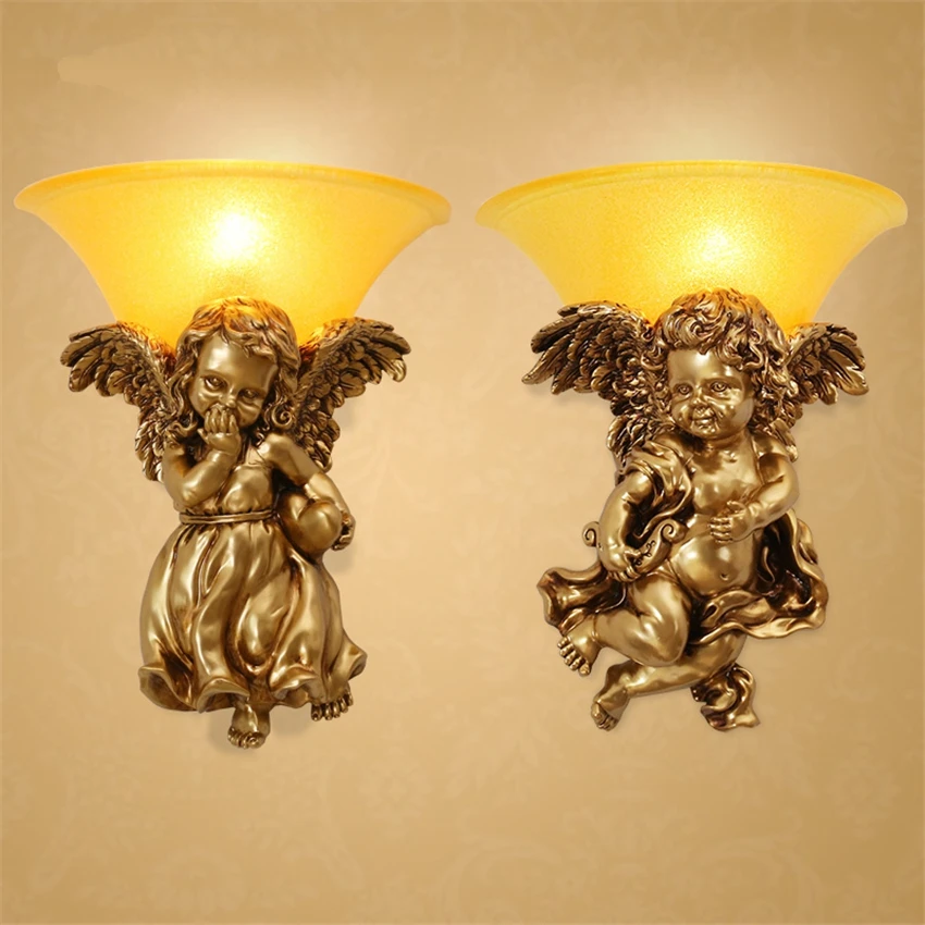 European Angel Baby Resin Wall Lamps Bedroom Bedside Living Room Aisle Dining Room Sconces Wall Lights Children's Room Lighting