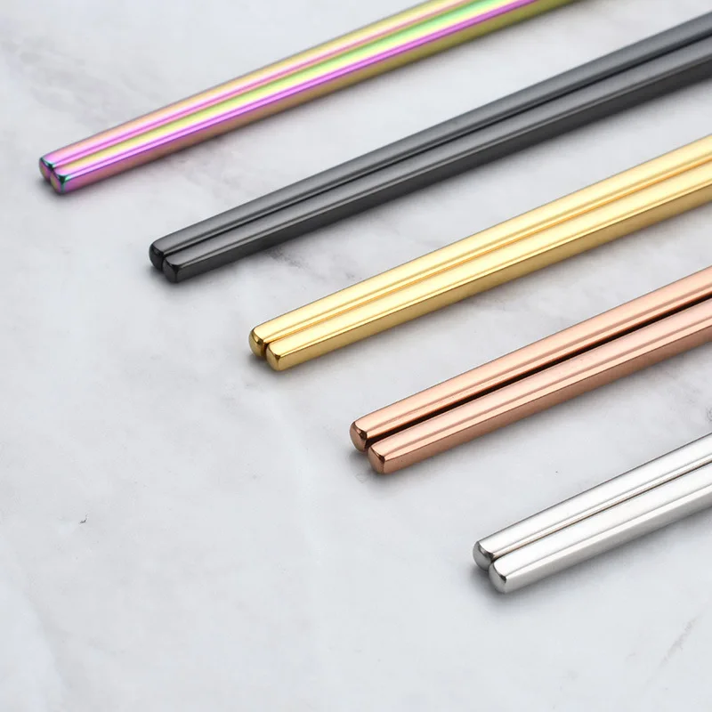 1 Pair Stainless Steel Chopsticks Metal Chop Sticks Tableware Silver Gold Multicolor Wedding Party Festival Supplies Chopsticks