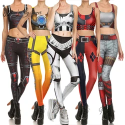 [You're My Secret]  Star Superhero Cosplay Costume For Women Captain Woman Croped Tops Leggings Sets