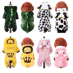 Cartoon Animal Dog Cat Costume for Small Dogs Winter Warm Pet Jumpsuit Pajama for Yorkies Poodle Overalls Puppy mascotas Clothes