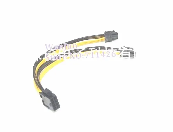 Free Shipping CPU 8pin Female  to Dual  6pin Male PCI-E GPU VideO Card Power Adapter Cable 20cm