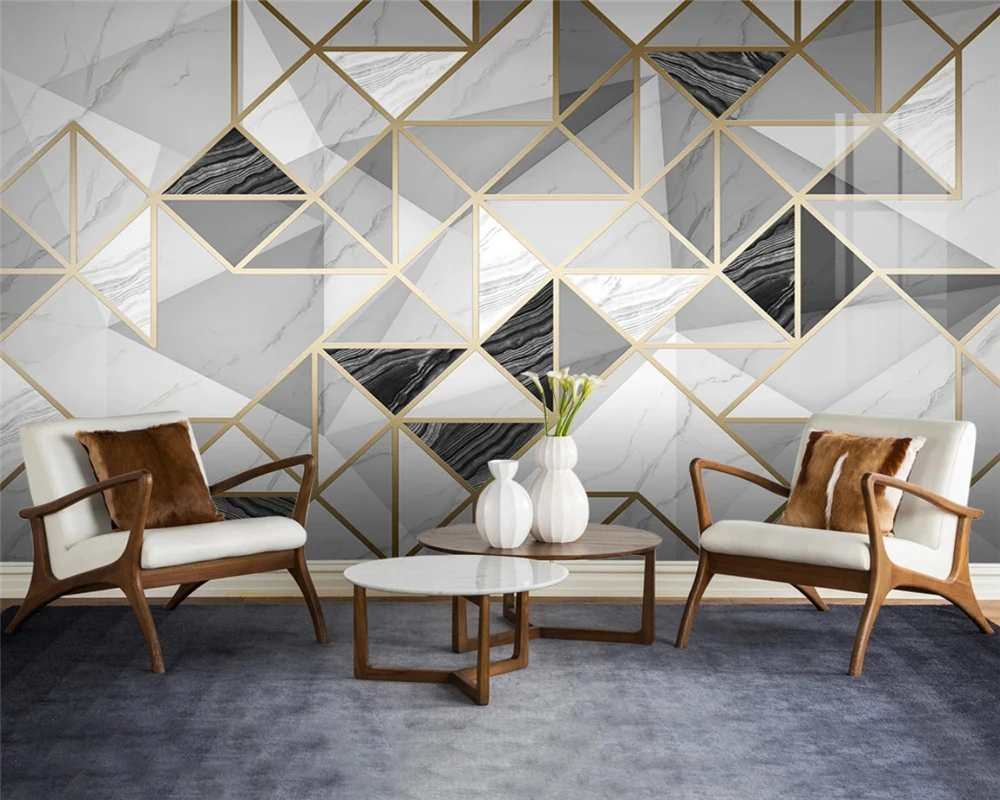 beibehang Custom wall paper light luxury geometric marble jazz white modern minimalist background tile mural 3d wallpaper